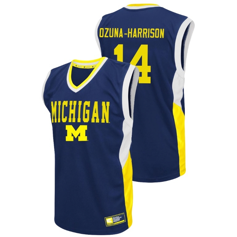 Michigan Wolverines Men's NCAA Rico Ozuna-Harrison #14 Blue Fadeaway College Basketball Jersey JGH6149TP